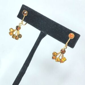 Vintage Austrian gold citrine amber crystal dangle earrings